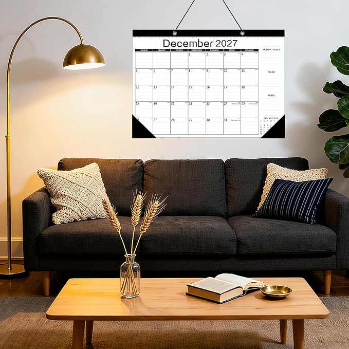 MZD8391 Desk Calendar 2026-2027, Wall Calendar, 18 Months from July 2026 to December 2027, Large 17" x 12" Monthly Planner with Waterproof Cover, Julian Dates & Holidays for Home Office School