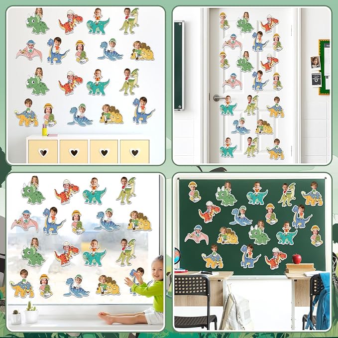 60pcs Dinosaur Theme DIY Cutouts Dinosaur Bulletin Board Decoration Set Cute Dino Jungle Paper Cut-Outs Classroom Decor for Boy Girl Classroom DIY Photo Craft Kindergarten School Wall Door Supplies