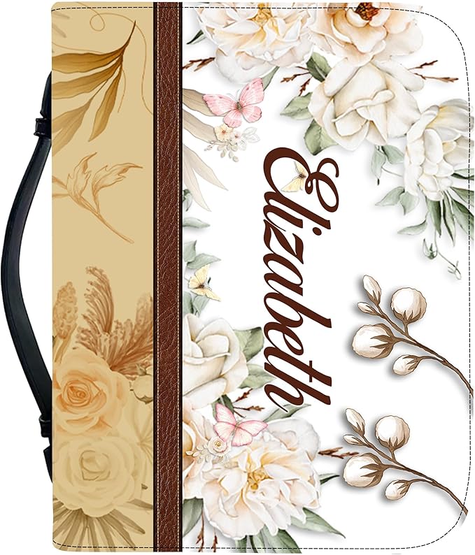Personalized Bible Cover for Men, Christian Bible Case PU Leather, Jeus Bags Religious Appreciation Gifts for Women Girls Daughter Christian with Handle Zipper (BIBLE-07, M-2XL)