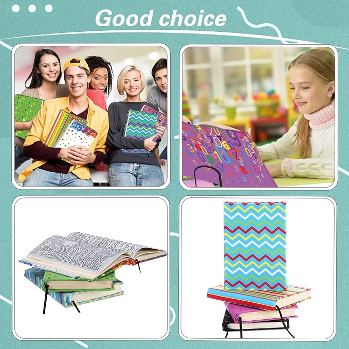 Gilprop 6 Pack Jumbo Stretchable Book Covers, Colorful Covers for Textbook Protection and Care, Washable Reusable Protective for Paperbacks Hardcover Books(Geometric,Bright,6-9inch)