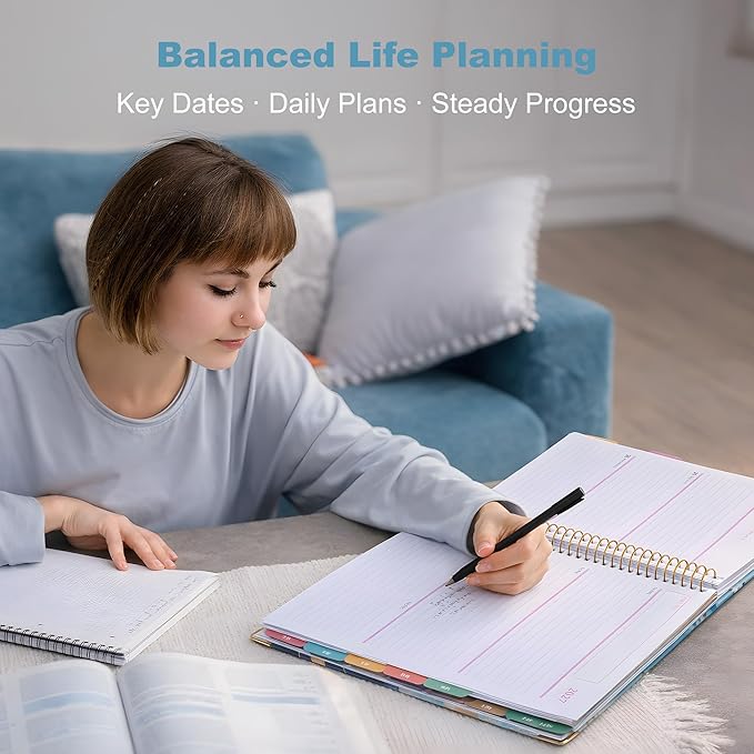CAGIE Planner 2026-2027, 18 Month Weekly and Monthly Planner, Marble Design Calendar with Tabs, Jul 2026โDec 2027, Large 8.5" x 11" A4 Hardcover Spiral Agenda Planner for Home, Work, School and Teacher (Blue๏ผ