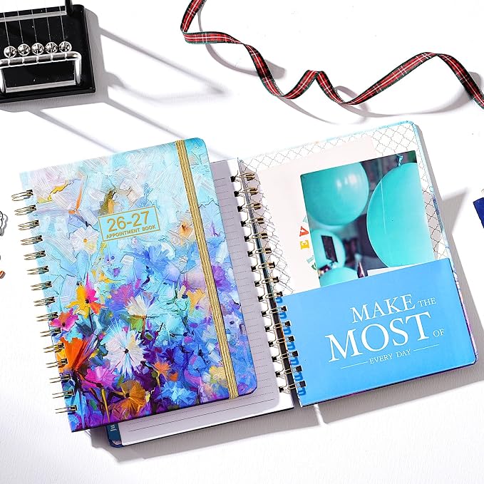 2026-2027 Appointment Book - Weekly & Monthly Planner, 6.3" x 8.4", JULY 2026 - JUNE 2027, 30-Minute Interval, 2026-2027 Daily Hourly Planner, Inner Pocket, Colorful Monthly Tabs
