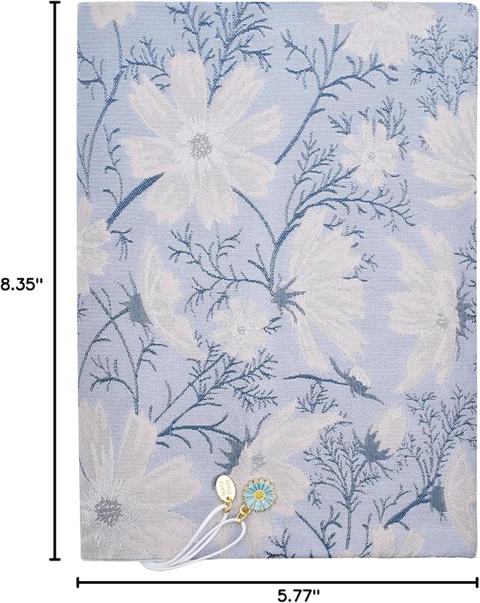 BLBMH A5 Journal Cover | Non-Stretch Fabric Notebook Sleeve with Bookmark, Handmade 5.5x8.3 Washable Privacy Protector for Paperback Bible Hardcover, Gift for Women - Daisy