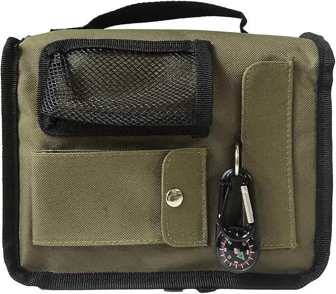 Bible Cover Case for Men Women Army Green Camo Medium Bible Cover with Durable Handle Quilted Carrying Case Prayer Church Scripture Tote Bible Case Scout Book Cover with Compass Carabiner Camouflage