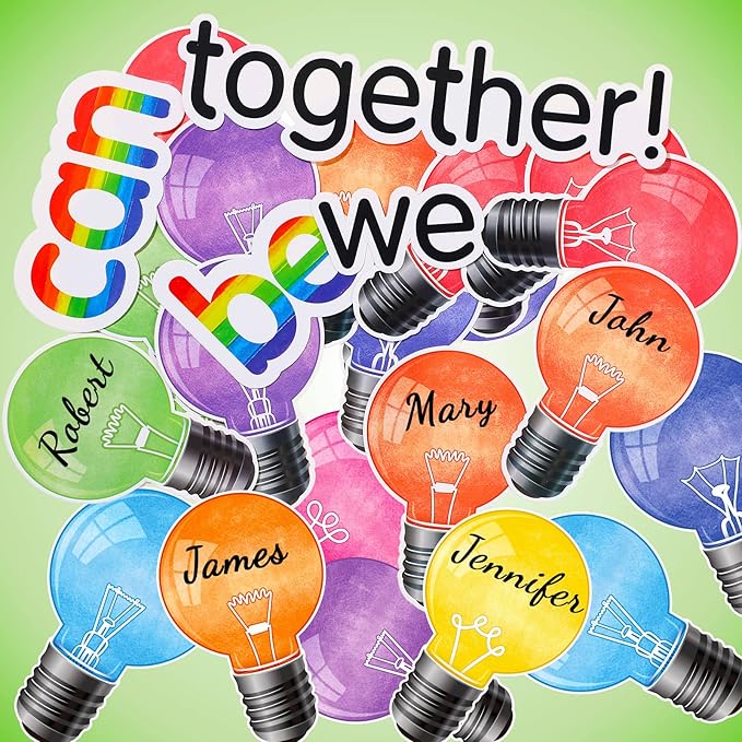 Zonon 49 Pcs Careers Poster for Classroom Science Bulletin Board Decoration Stem Classroom Decor for Elementary Pre School Educational Light Bulb Cutouts Tags(Colorful Background)