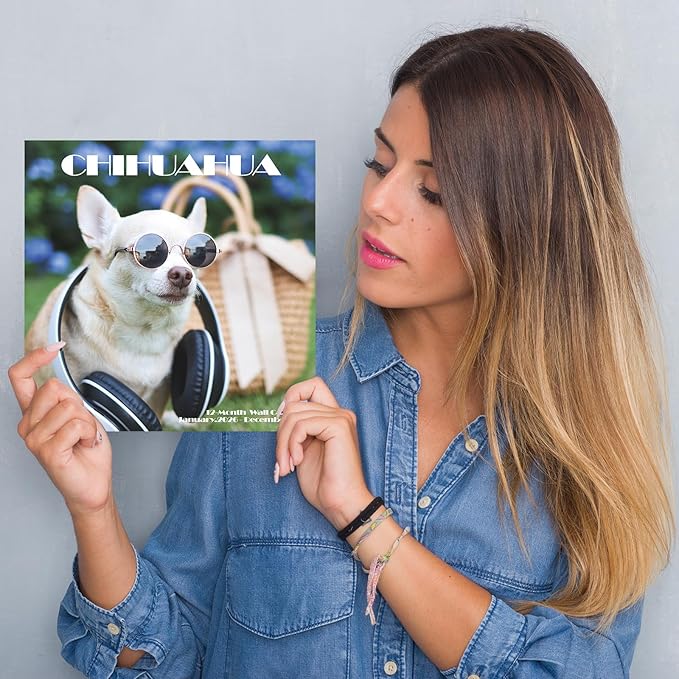 2026 Wall Calendar,Chihuahua Wall Calendar, 12" x 24" Open,Family Planner Calendar Organizer with Chihuahua Images, for Dogs Lovers
