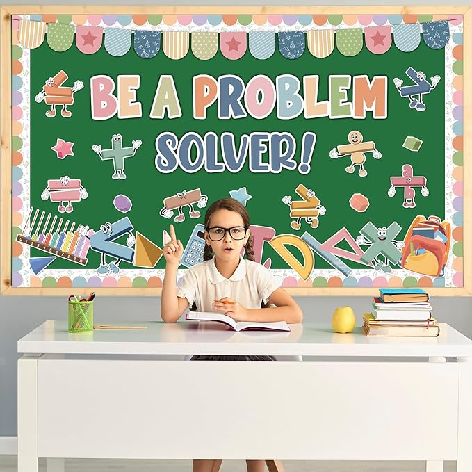 Boho Math Bulletin Board Set Mathematics Symbol Paper Cutouts Be A Problem Solver Bulletin Board Back to School Classroom Decorations for Teacher Educational Elementary Middle Schools Wall Decor