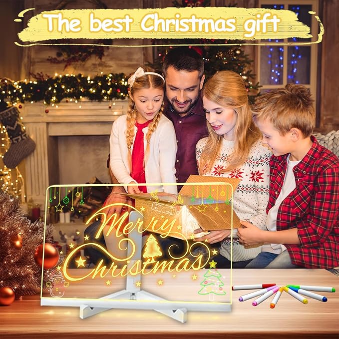 LED Note Board with Colors,Glowing Acrylic Dry Erase Board with Light,Light Up Dry Erase Board with Adjustable Stand with 7 Pens,Lumiboard Led Boards to Write On,Halloween Gifts for Kids (11.8"x7.8")