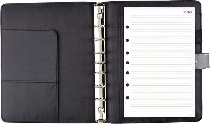 at-A-Glance Faux Leather Undated Starter Set, Tread Spine, 7-Ring, 5-1/2" x 8-1/2", Desk Size, Fashion, Black (DR1104-040-05)