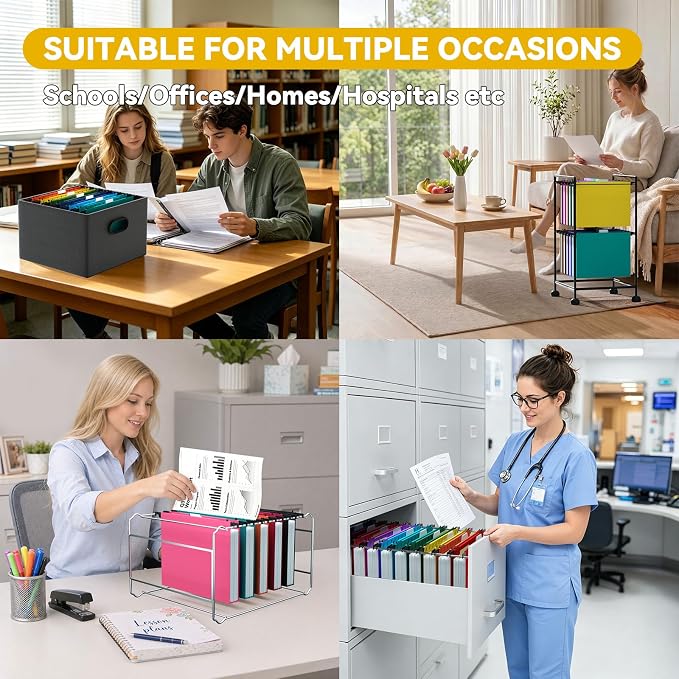 1" Expanding Plastic Hanging File Folders Letter Size,12 Pack Reinforced Heavy Duty Hang Folder with Tabs,Colored Hanging Organizer for File Box,Office Filing Cabinet Folder for School/Home