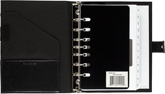 Day-Timer Framed Slim Leather Starter Set, Undated, 7 Ring, Desk Size, 5.5 x 8.5 Inches, Black or Burgundy - Color May Vary (45090)