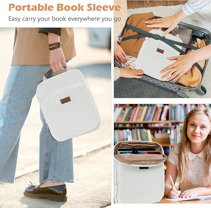 Aplufine Book Sleeve with Zipper, Book Pouch 11" X 9", Book Protector Pouch, Book Sleeve for Book Lovers, Book Cover, Book Carrying Case for Book Accessories, Study Suppliers