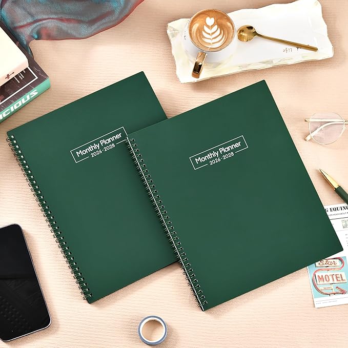 2026-2028 Monthly Planner - 2-Year Monthly Planner from Jul 2026 to Jun 2028, 8.5'' x 11'', 2026-2028 Planners, Inner Pocket, 24 Tabs - Army Green
