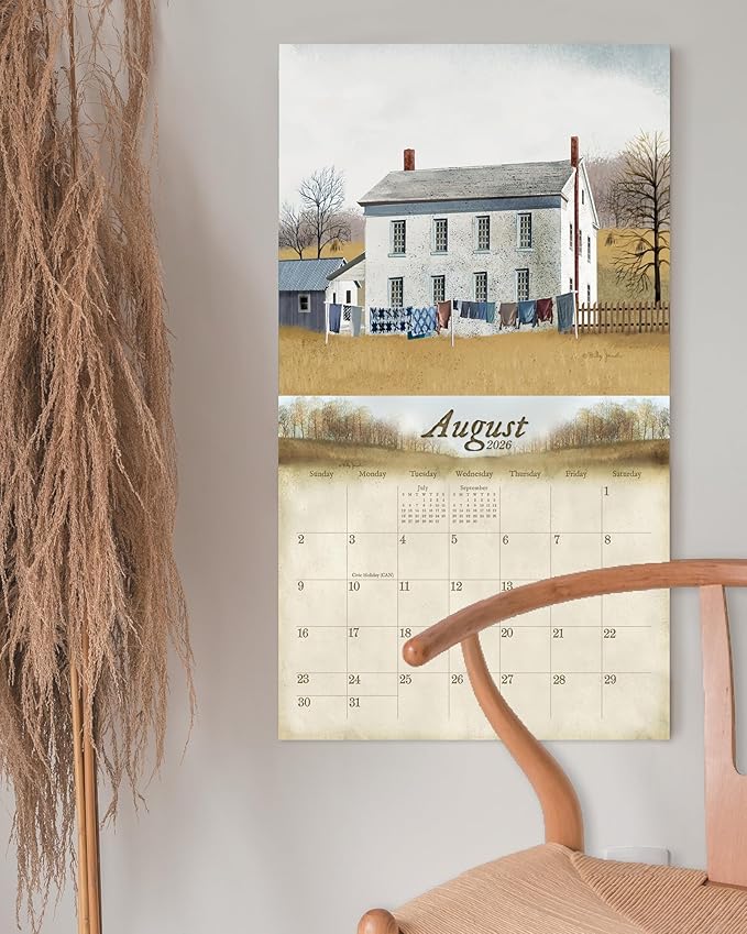 Legacy Publishing Group 2026 Wall Calendar 12-Month Schedule Organizer 12 x 13 Inch Paper With Brass Grommet The Road Home