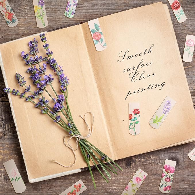 Gersoniel 30 Pcs Magnetic Bookmarks Clips Flowers Magnet Page Markers for Book Lovers Women Reading Office, Floral Style, 2.3 x 0.8 Inches