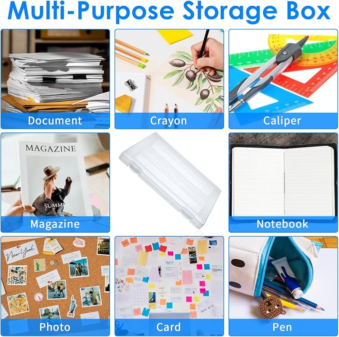 6 Pcs Clear A4 File Portable Project Case, Plastic Storage Box for 8.5" x 11" Letter Paper, Scrapbook Paper Storage Boxes Documents Magazines Holder, File Boxes