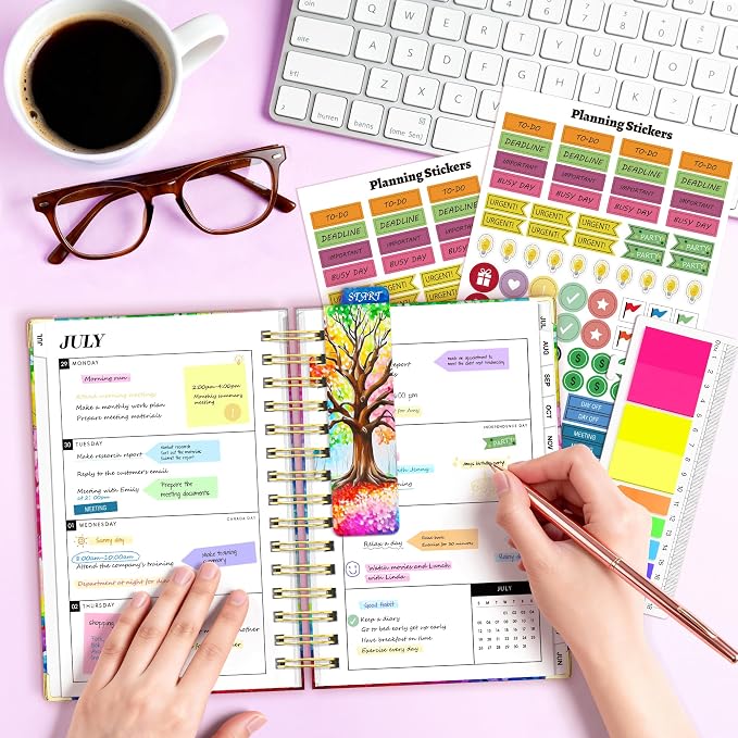 Planner 2026-2027, 18 Month Weekly and Monthly Academic Planner, July. 2026 - Dec. 2027, 6.6" x 8.3" A5 Hardcover Calendar Planner with Page Tabs, Separator Page, Inner Pocket, Bookmark, Stickers, Sticky Note Set