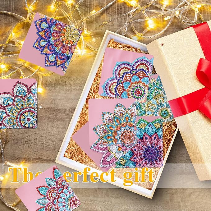 8 Pcs Diamond Painting Bookmark, DIY Corner Book Makers for Adults Book Lovers, Diamond Art Beginners, Small Diamond Art Kits, Paint by Art Crafts Supplies Gift for Women Girls (Mandala)