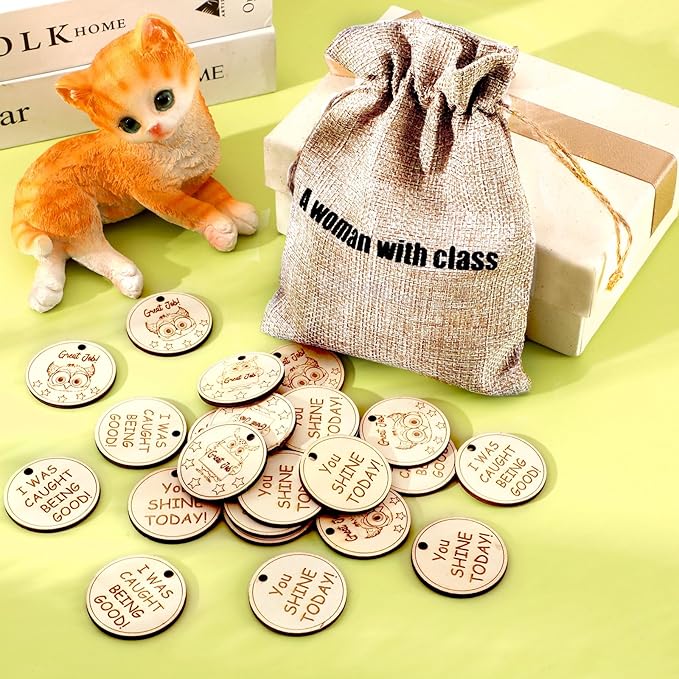 CypherX 50Pcs Wood Owl Tokens for Students Classroom Behavior Incentives Coin Back to School Gift for Teacher, Teacher Supplies for Elementary Preschool Kindergarten
