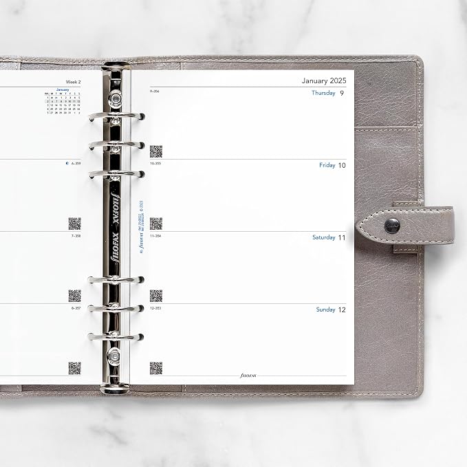 Filofax Calendar Diary Refill, A5 Size, Week-to-View, White Paper, Unruled, English, 2025 (C68522R-25)