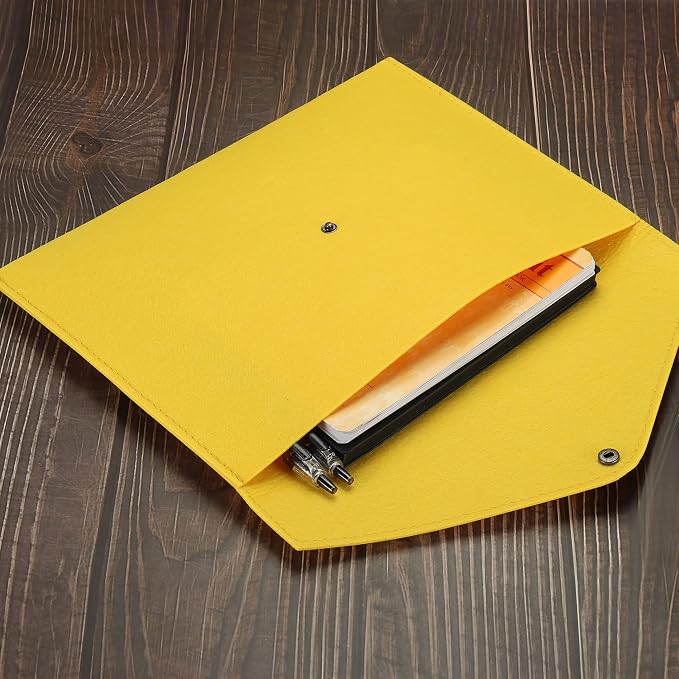 PATIKIL File Bag Felt Folder 2 Pack A4 Envelope Document Storage Pouch Organizer for Office Business, Yellow