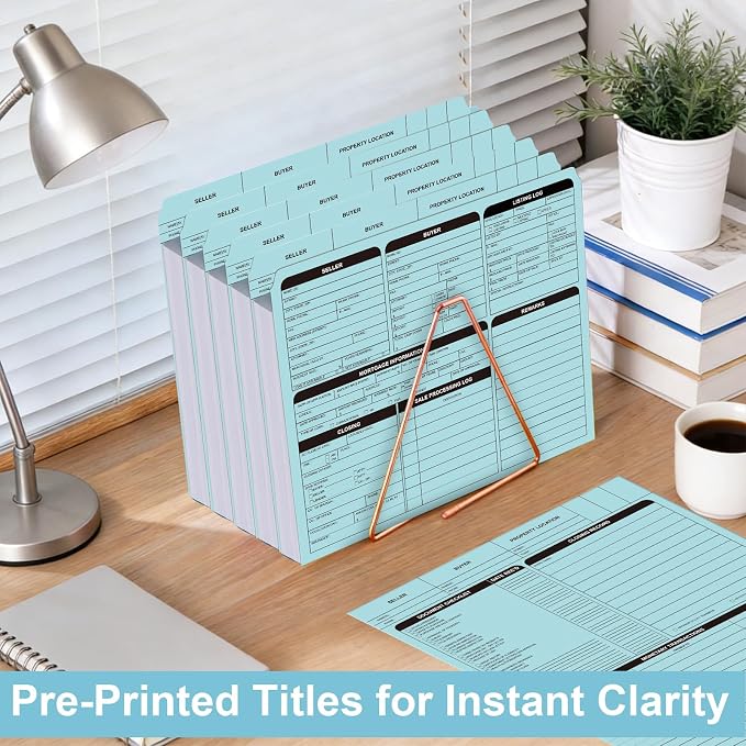 50 Pcs Blue Real Estate Listing Folder Letter Size Real Estate Transaction File Folders with Color-Coded Dots Right Panel List Estate Planning Document Folder Realtor Supplies for Organizing