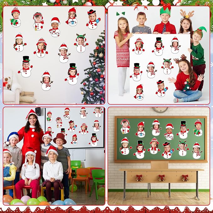 60pcs Christmas Theme Cutouts Snowman Bulletin Board Decorations Xmas Snowman Paper Cut-Outs Classroom Decor for Xmas Classroom DIY Craft Photo Wall Door Christmas Winter Party Supplies