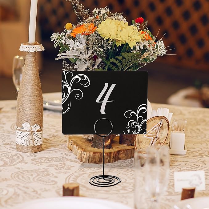 Mini Chalkboard Sign with 8. 7 Inch Metal Stand, 4" x 3" Small Chalkboard Label and 2 Marker Pens, Food Sign Buffet Rectangle Blackboard Message Board Tabletop Label for Wedding Party(24 Pcs)