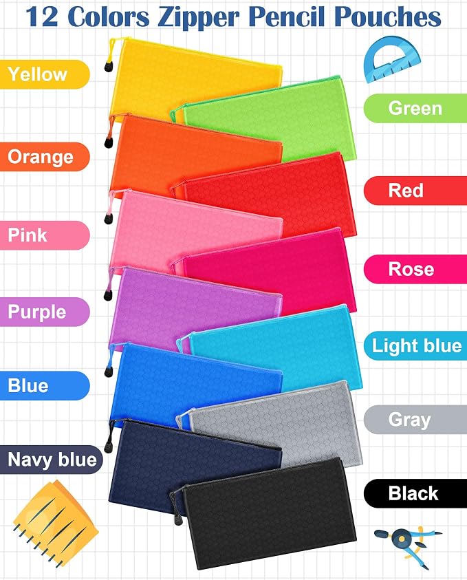 Aliceset 300 Pcs Pencil Pouches Bulk 12 Color A6 Size Small Zipper Pencil Bags Football Pattern Waterproof Bulk Pen Pouches Stationery Storage Bags for Back to College Office Supplies