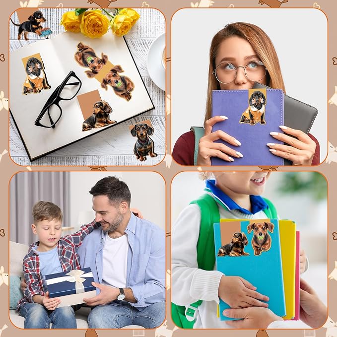 Wxiben Dachshund Magnetic Bookmark Gifts - 8 Pcs Sausage Pet Dogs Magnetic Bookmarks Dog Book Mark Magnets Page Marker Clip Gift for Dachshund Lovers Students Teacher School Reading Book Marks