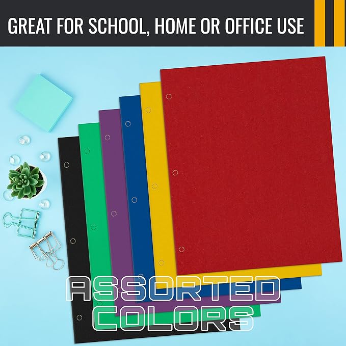 Better Office Products 2 Pocket Folders Bulk, Letter Size Paper Portfolios Case of 100, Assorted Primary Colors, Durable Folders Bulk for School, Office, Classroom Organization & Filing