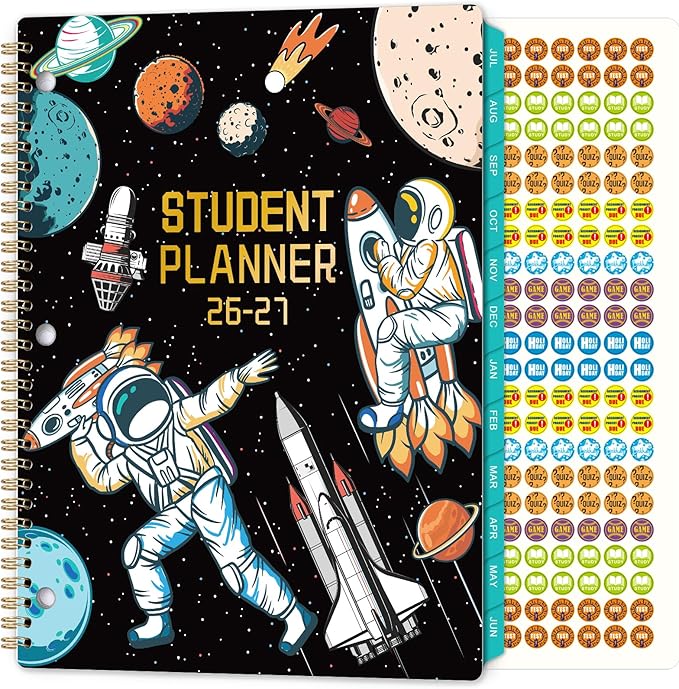 Student Planner 2026-2027 - Academic Planner 2026-2027 with Stickers, July 2026- June 2027, 9" X 11", Planner Weekly and Monthly, 3-Hole Punched Academic Calendar