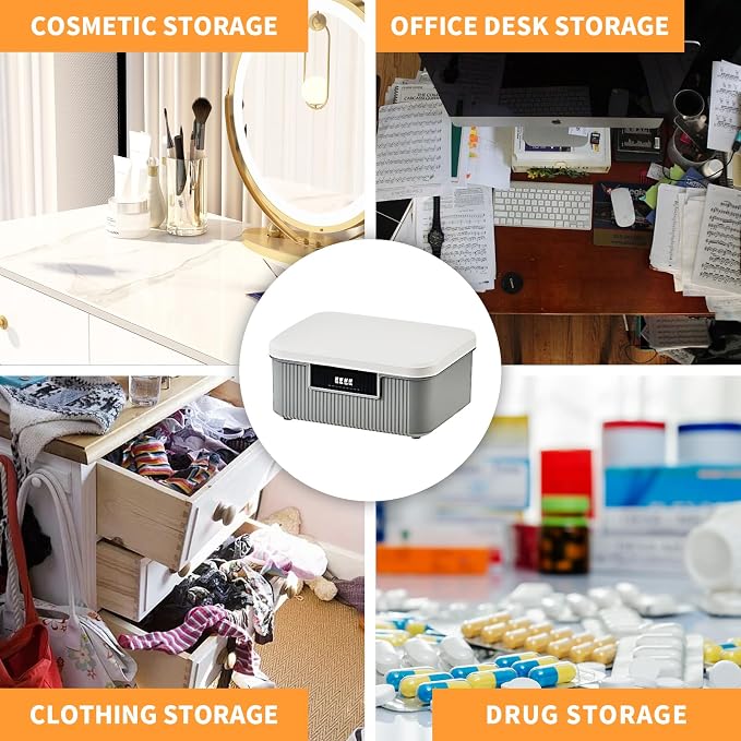 AnRui 4.2 Gallon Lockable Storage Container Bin, Portable Plastic Safe Box with Lock Usable As Item Organizer, Art Craft Or Office File Storage (White&Grey)
