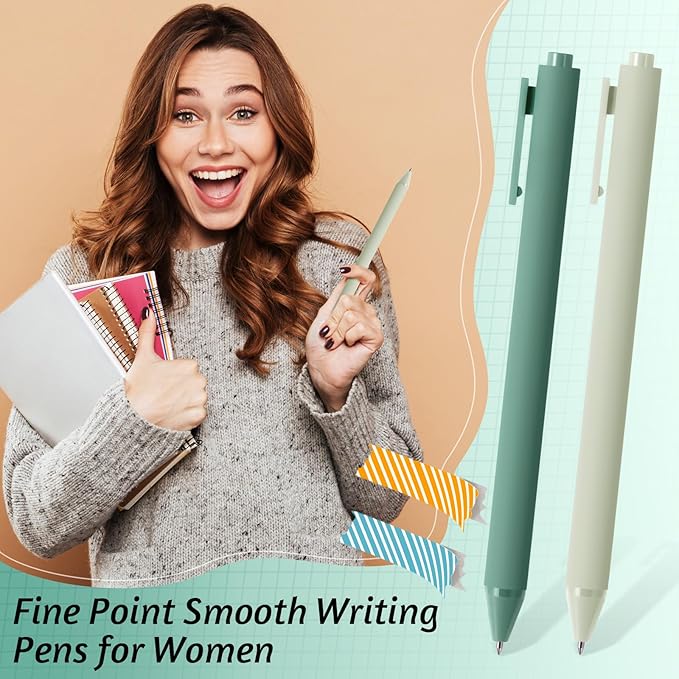 Crtiin 50 Pcs Gel Pens Bulk, 0.5mm Fine Point Black Ink Pens, Retractable Smooth Writing Quick Dry, Colored Aesthetic for School Office Journaling Teacher Appreciation Mother Day (Green Series)