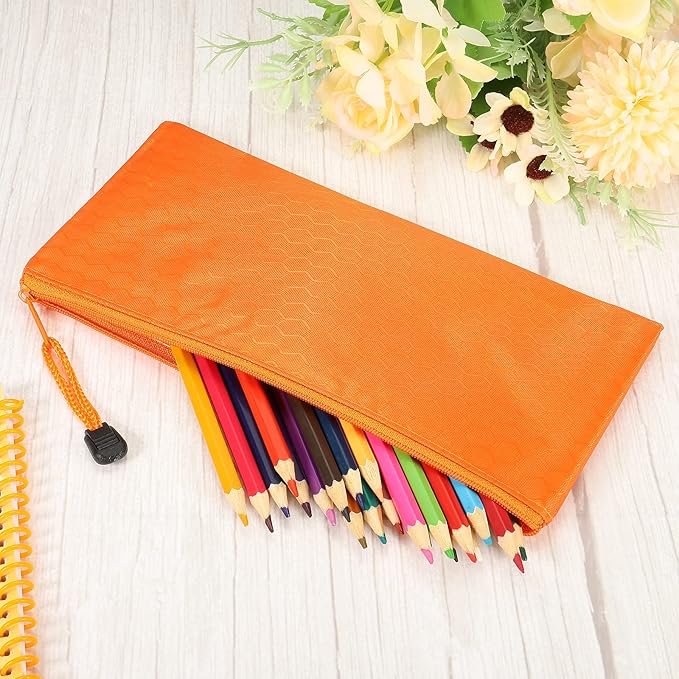 PATIKIL Waterproof Zipper File Bags, 10 Pack A6 Size Document Pocket Storage Organizer Pouch for Travel Office Supply, Orange
