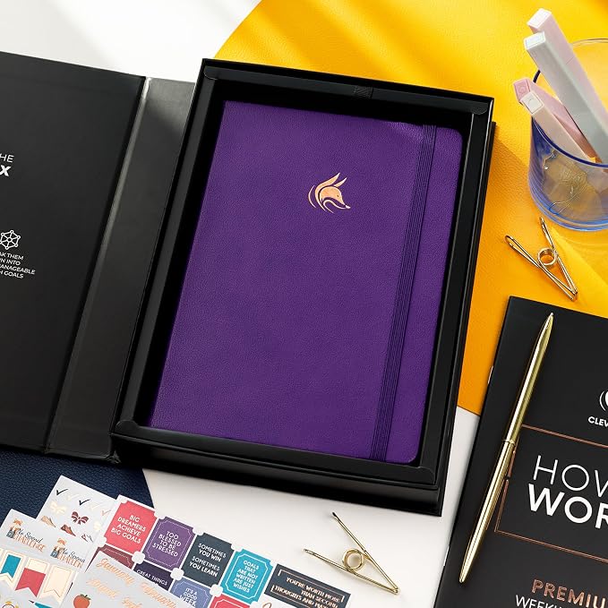 Clever Fox Planner Premium Edition – Undated Luxurious Weekly & Monthly Planner to Increase Productivity and Hit Your Goals – Organizer – Start Anytime, A5, Lasts 1 Year, Purple (Weekly)