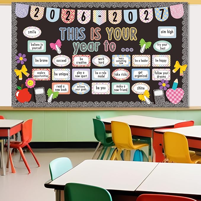 Composition Notebooks Classroom Bulletin Board Set This is Your Year Classroom Decoration Inspirational Welcome Back to School for School Office Chalkboard Wall Door Learning Activities Decor Supplies