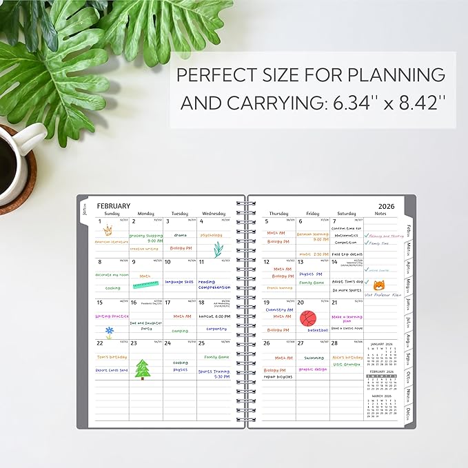 Monthly Planner 2026-2030, 5-Year Calendar Planner 2026-2030, Jan 2026 – Dec 2030, 6.2 x 8.4 In, Ruled Spread, Flexible Cover, Spiral Wirebound, Pocket, 60 Coated Monthly Tabs, Notes & Habit Tracker