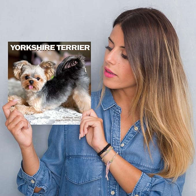 2026 Wall Calendar,Yorkshire Terrier Wall Calendar, 12" x 24" Open,Family Planner Calendar Organizer with Yorkshire Images, for Dogs Lovers
