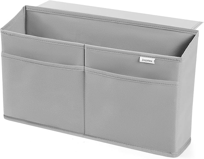 10 Pack Desk Side Hanging Organizer, Adhesive Storage Bag with Pockets for Magazine Ipad Notebook, for End Tables Home Office Desks Computer Workstations Dressing Table, Grey