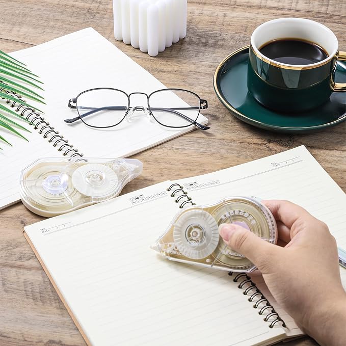 100 Ft Long Correction Tape, Tear-Resistant Beige Correction Tape Smooth Glide Quick Dry Correct Tapes for School Office Supplies, Crafting, Note Taking, Journal (2 Pieces)