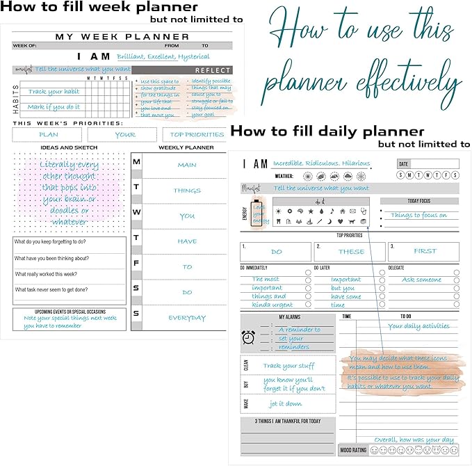 The ADHD Planner for Adults - 6 Month Undated Weekly Daily Full Focus Planner Organizer Notebook - Organizing Solutions for People with ADHD and Neurodivergent Men and Women (Black)