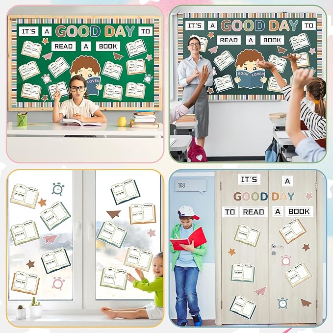 Boho Reading Bulletin Board Decorations Its a Good Day to Read a Book Bulletin Board Colorful Books Cutouts Back to School Reading Classroom Decor for Home Library Preschool Chalkboard Wall Supplies
