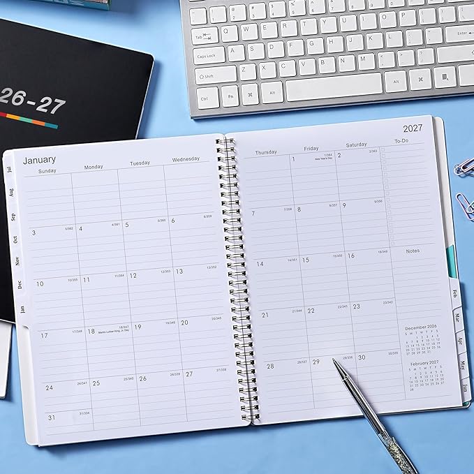 2026-2027 Planner โ Jun. 2026 - Jul. 2027, 2026-2027 Planner Weekly and Monthly, 8.5" x 11", Academic Planner 26-27 with Monthly Tabs, Spiral Binding, Thick Paper - Classic Black