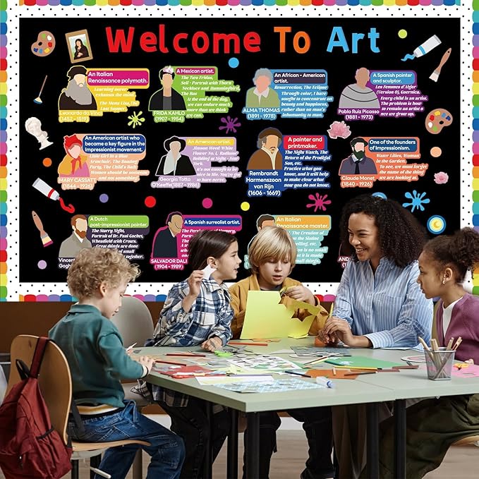 Art Classroom Decor Welcome to Art Bulletin Board Classroom Decorations Painting Bulletin Board Set Famous Artist Cutouts Decoration for Back to School Home Office Window Wall Door Supplies
