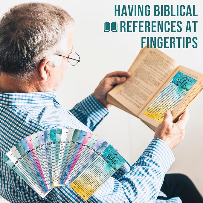 Motiskyy 100 Pcs Christian Bible Verse Emergency Numbers Bookmark Christian Church Gift 2.36 x 6'' Religious Books of The Bible Bookmark for Women Men Catholic Retreat Sunday School(Colorful)