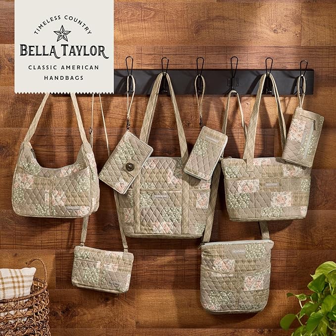 Bella Taylor Quilted Bible Cover for Women - Large Study Bible Case - Cameo Rose Patchwork