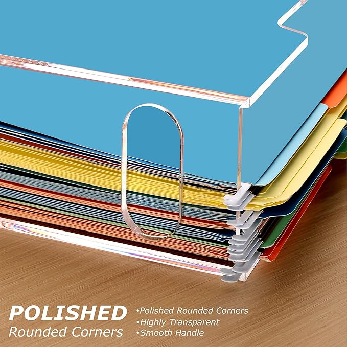 Clear File Box Hanging File Folder Organizer, Letter Size Portable Acrylic File Organizer Box with Handle, Filing Holder for Desk Home Office - 1 Pack