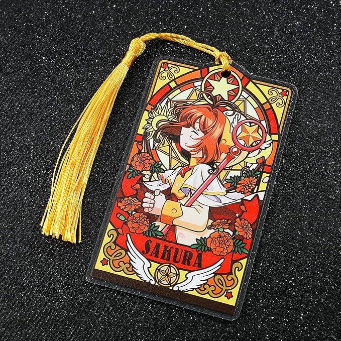Anime Magic Cards Captor Sakura Bookmarks Set - Sweet Cartoon Cute Book Marks for Reading Women Men Anime Fans, Book Accessories Collection Decor Hangings Gifts (Acrylic Style 8)