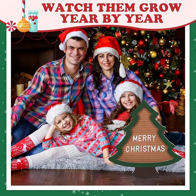 Changeable Felt Letter Board with Letters Christmas Tree Designs Photo Props Xmas Supplies Holiday Mugshot Sign Baby Announcement, Message Board Decor Farmhouse Milestones Kids